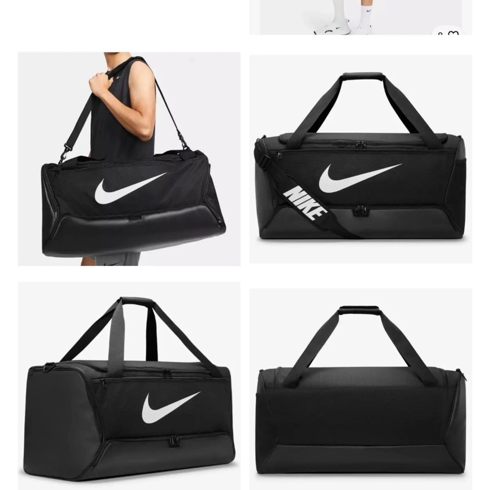 Nike Black Duffel Bag with White Swoosh - Men’s Sport Duffel